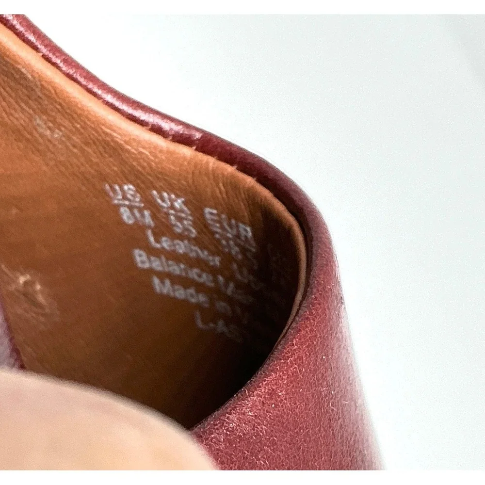 Franco Sarto Size 8 Burgundy Leather Pointed Toe Kitten Heel Pumps Astra
